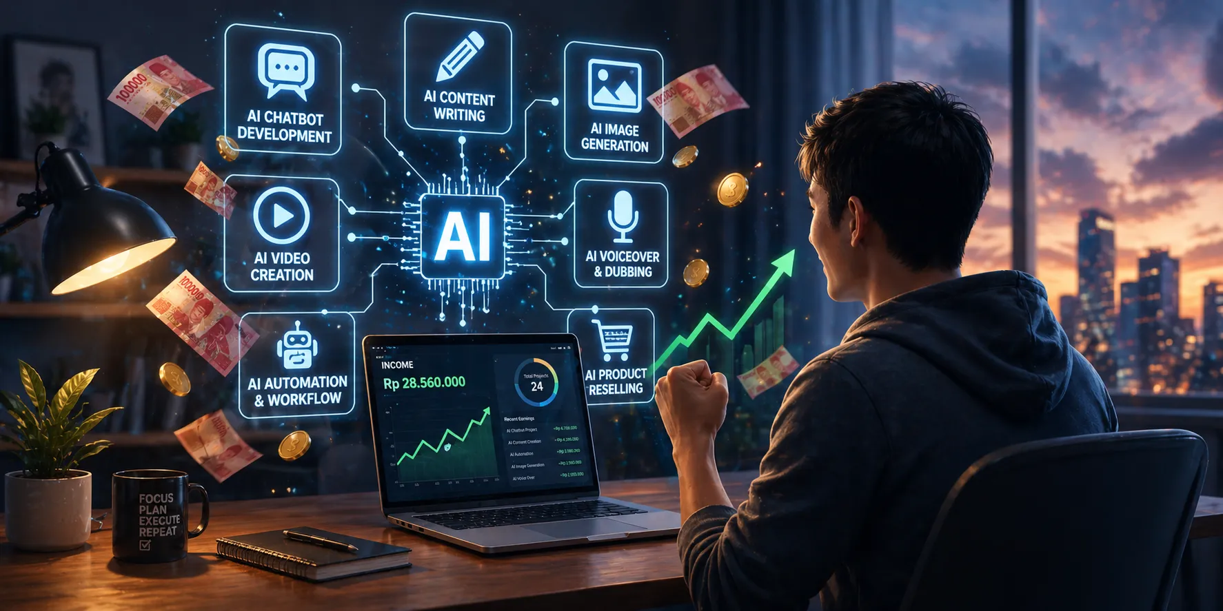 Cara Dapet Cuan dari AI di 2026 — 7 Side Hustle yang Bisa Lo Mulai Hari Ini